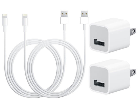 2 Pack - White iPhone Charger with Wall charging brick